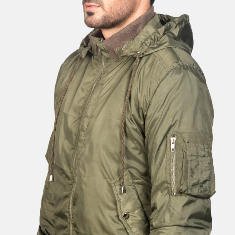 Mens Green Hooded Bomber Jacket0905-9-1599120512890